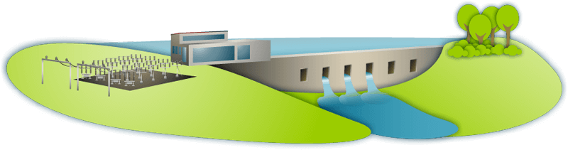 Illustration: Wasserkraftwerk